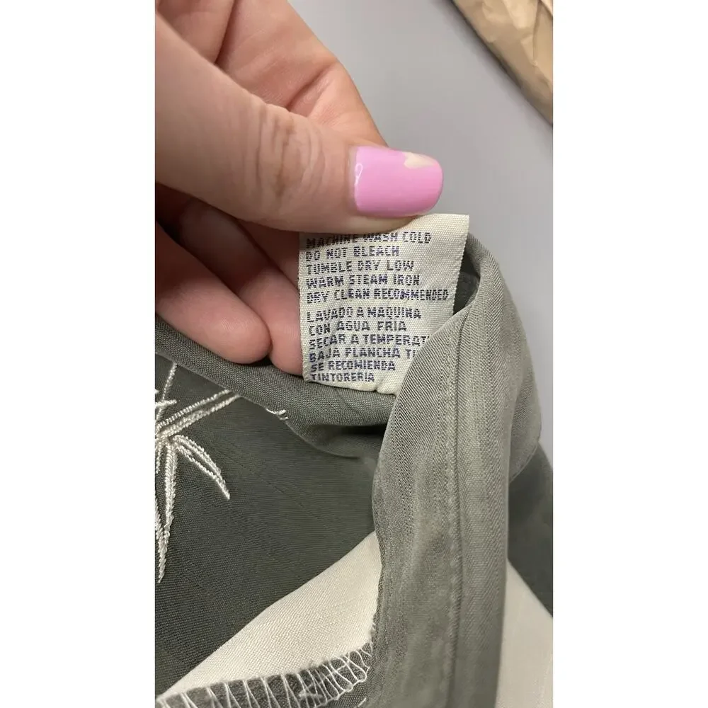 Bamboo Cay Hawaiian Bowling Embroidered Short Sleeve Button Up Shirt Green M - Picture 9 of 12